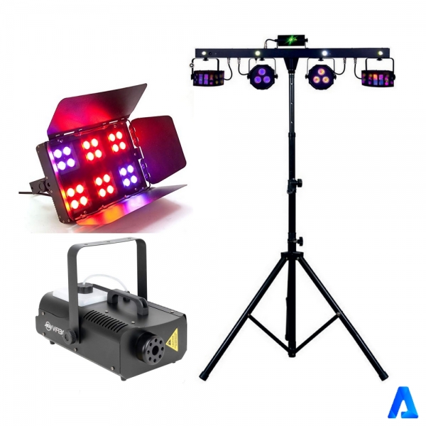 <p>C'est le pack idéal pour des soirées jusqu'à 75 personnes!</p>
<p></p>
<p>Le pack lumière 4, est composé d'un Chauvet Gigbar (2 changeurs de couleurs à LED, 2 derby Led, 4 stroboscopes, et d'un laser multi-point), d'un washer led 24x3 watts qui fera changer votre dance floor de couleur, ainsi que d'une machine à fumée 1300 watts à télécommande sans fil.</p>
<p></p>
<p>Il suffit de brancher l'ensemble sur une prise, et le tout fonctionne directement sur le rythme de la musique.</p>